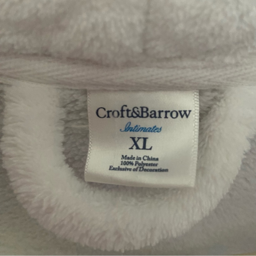Croft & Barrow White Short Fleece Robe XL - Picture 4 of 8
